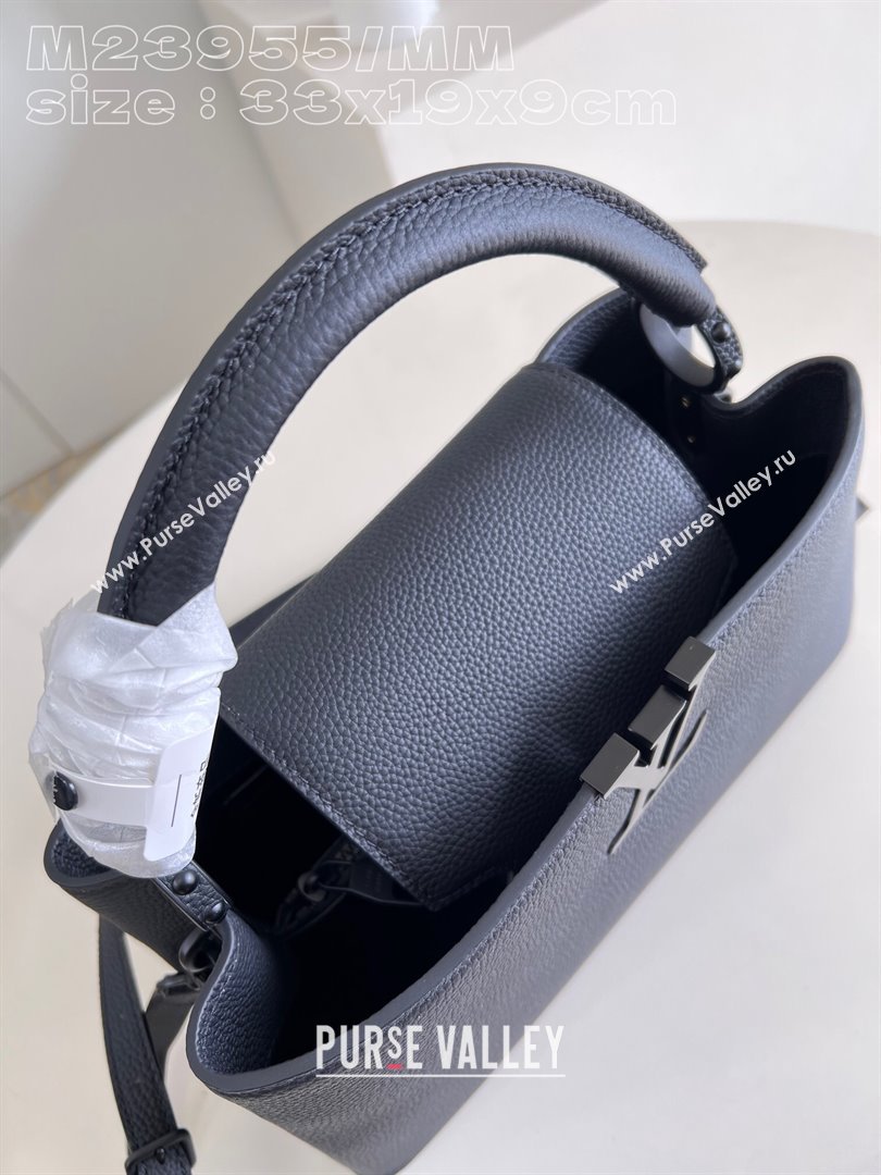 Louis Vuitton Capucines East-West Medium Bag in Matte Calfskin M23955 All Black 2024 (JUAN-24031523)
