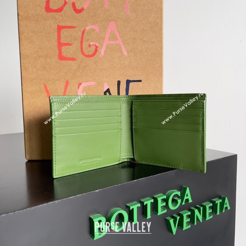 Bottega Veneta Intrecciato Leather Bi-Fold Wallet 63334 Green 02 2024 (MS-24012330)