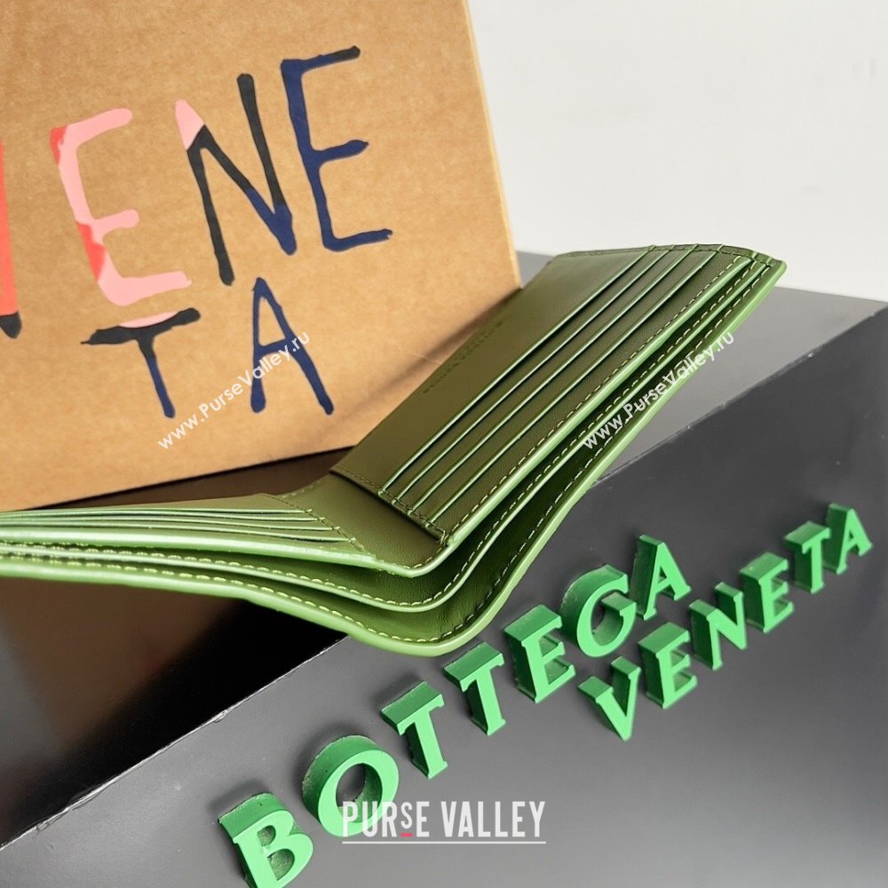 Bottega Veneta Intrecciato Leather Bi-Fold Wallet 63334 Green 02 2024 (MS-24012330)