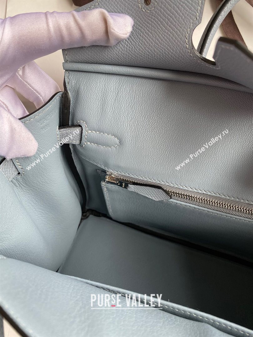 Hermes Birkin 25cm/30cm/35cm Bag in Original Epsom Leather Linen Blue/Silver 2024 (Full Handmade) (XYA-24070109)