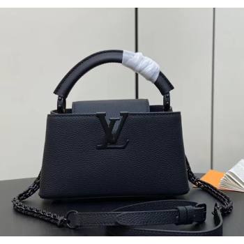 Louis Vuitton Capucines East-West Mini Bag in Matte Calfskin M23955 All Black 2024 (JUAN-24031502)
