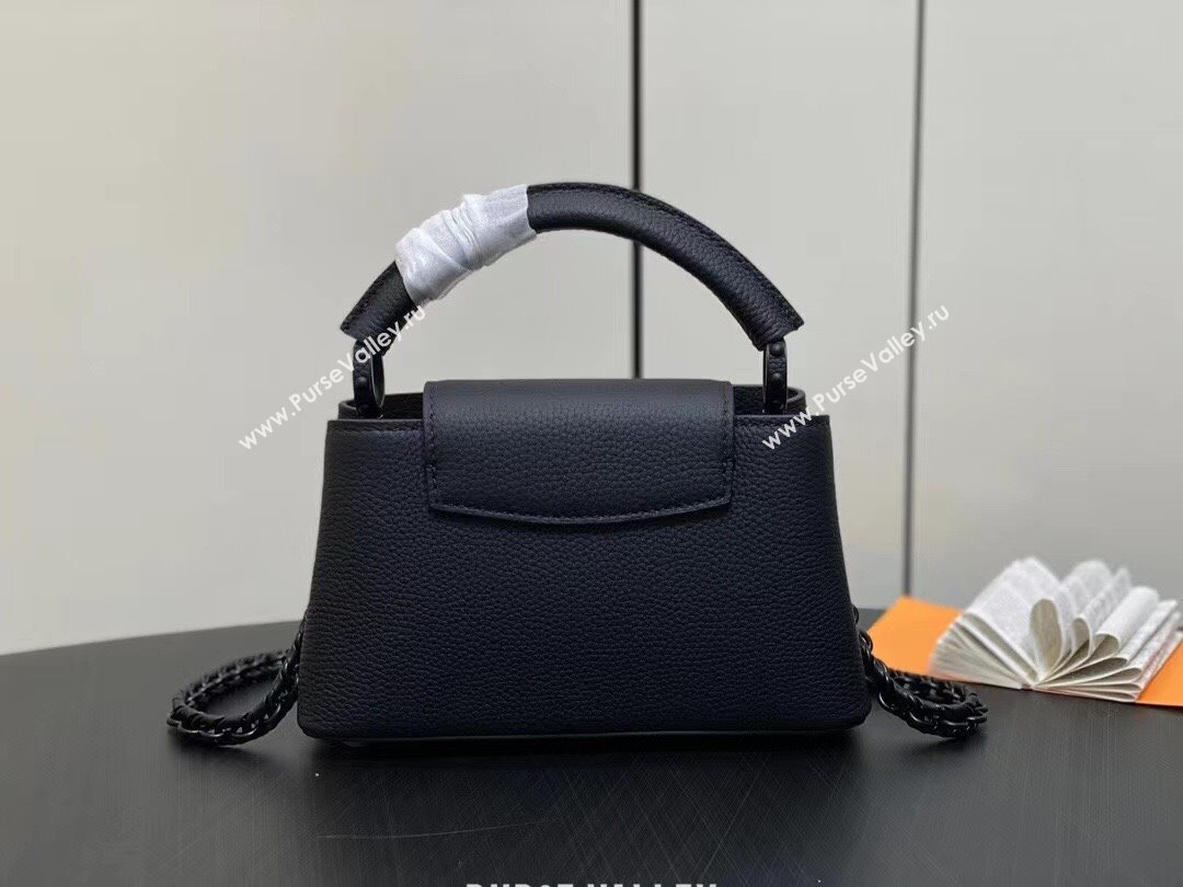 Louis Vuitton Capucines East-West Mini Bag in Matte Calfskin M23955 All Black 2024 (JUAN-24031502)