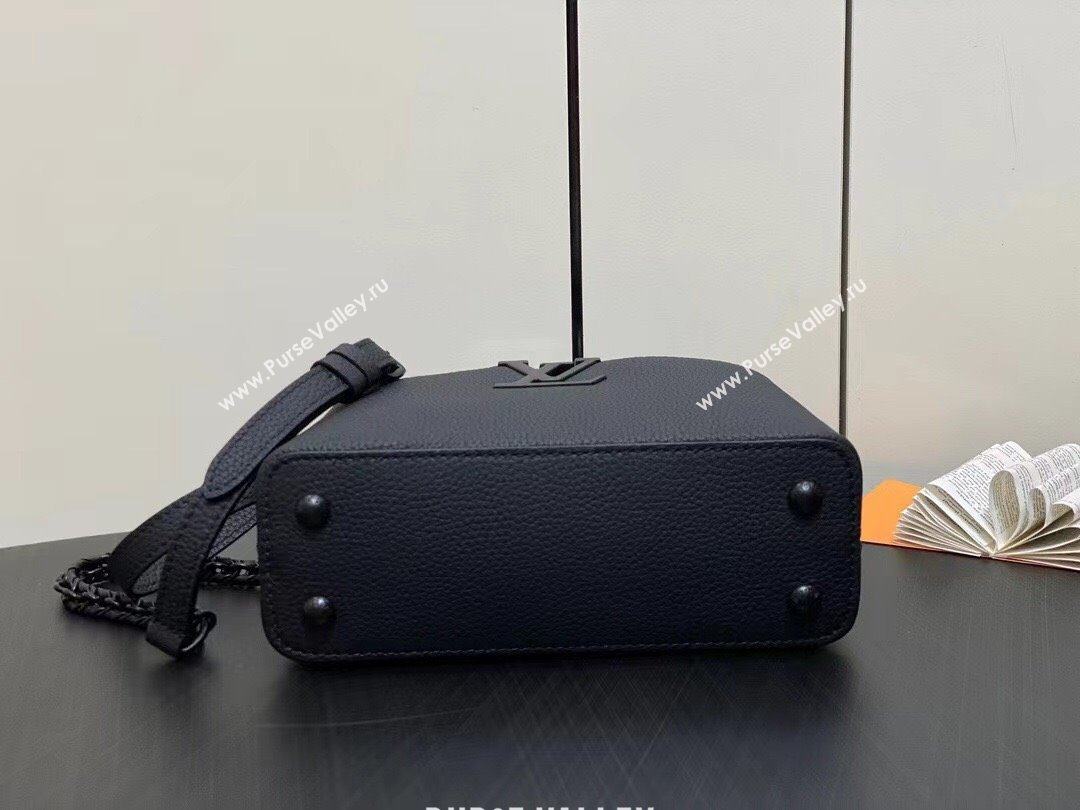 Louis Vuitton Capucines East-West Mini Bag in Matte Calfskin M23955 All Black 2024 (JUAN-24031502)