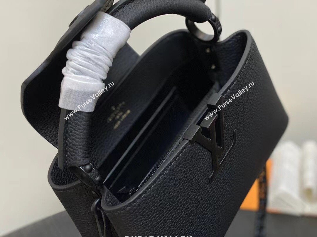 Louis Vuitton Capucines East-West Mini Bag in Matte Calfskin M23955 All Black 2024 (JUAN-24031502)