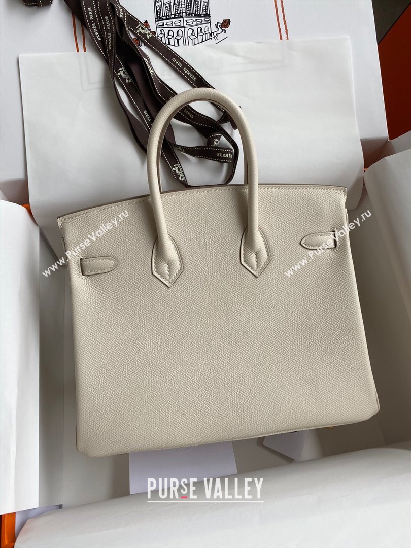 Hermes Birkin 25cm/30cm/35cm Bag in Original Epsom Leather Milkshake White/Gold 2024 (Full Handmade) (XYA-24070111)