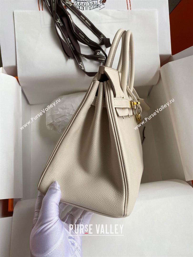 Hermes Birkin 25cm/30cm/35cm Bag in Original Epsom Leather Milkshake White/Gold 2024 (Full Handmade) (XYA-24070111)