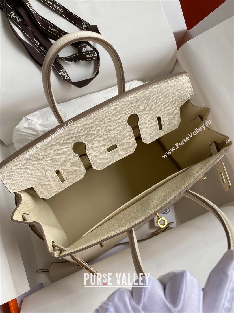 Hermes Birkin 25cm/30cm/35cm Bag in Original Epsom Leather Milkshake White/Gold 2024 (Full Handmade) (XYA-24070111)