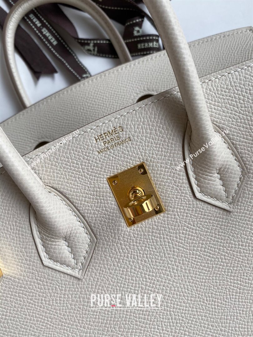 Hermes Birkin 25cm/30cm/35cm Bag in Original Epsom Leather Milkshake White/Gold 2024 (Full Handmade) (XYA-24070111)