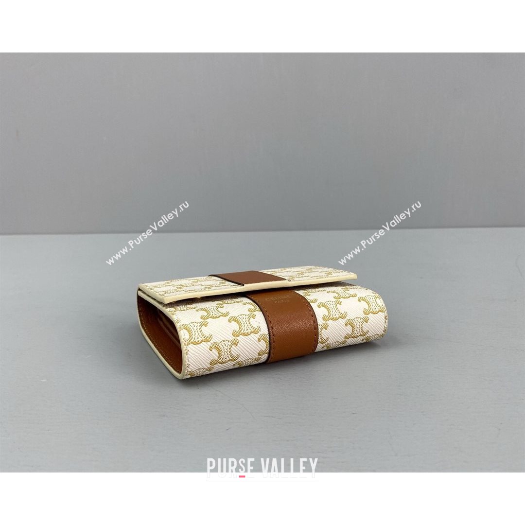 Celine Small Trifold Wallet in Triomphe Canvas White 2021 60031 (NM-21080508)