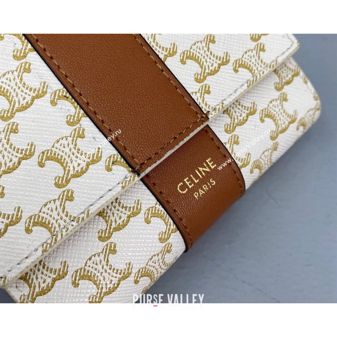 Celine Small Trifold Wallet in Triomphe Canvas White 2021 60031 (NM-21080508)