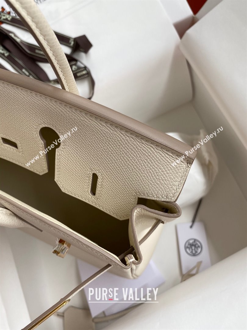 Hermes Birkin 25cm/30cm/35cm Bag in Original Epsom Leather Milkshake White/Gold 2024 (Full Handmade) (XYA-24070111)