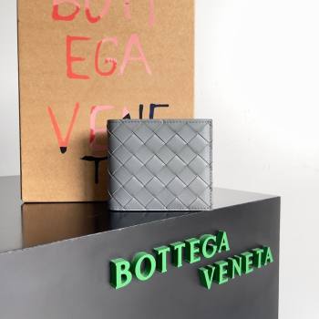 Bottega Veneta Intrecciato Leather Bi-Fold Wallet 63334 Light Grey 2024 (MS-24012333)