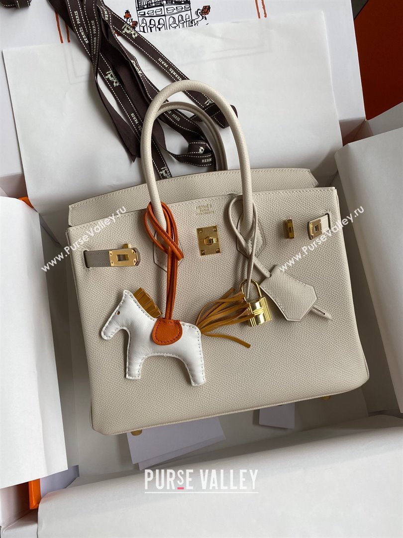 Hermes Birkin 25cm/30cm/35cm Bag in Original Epsom Leather Milkshake White/Gold 2024 (Full Handmade) (XYA-24070111)