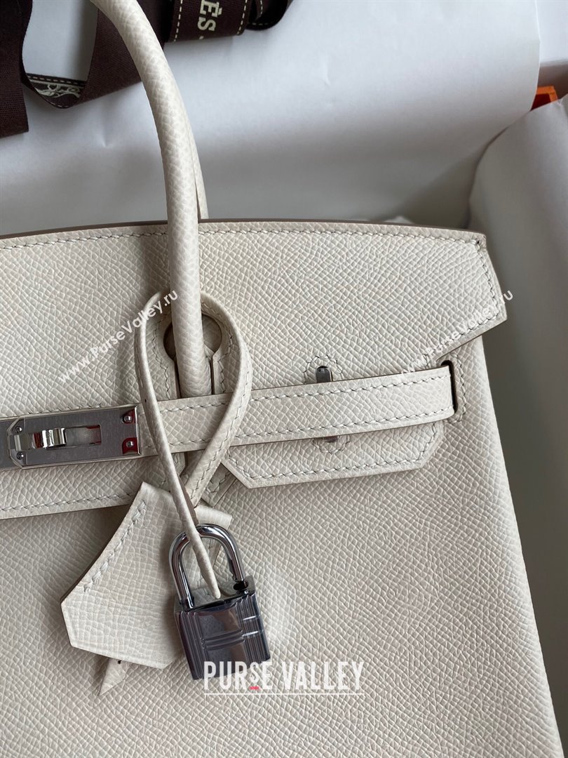 Hermes Birkin 25cm/30cm/35cm Bag in Original Epsom Leather Milkshake White/Silver 2024 (Full Handmade) (XYA-24070112)