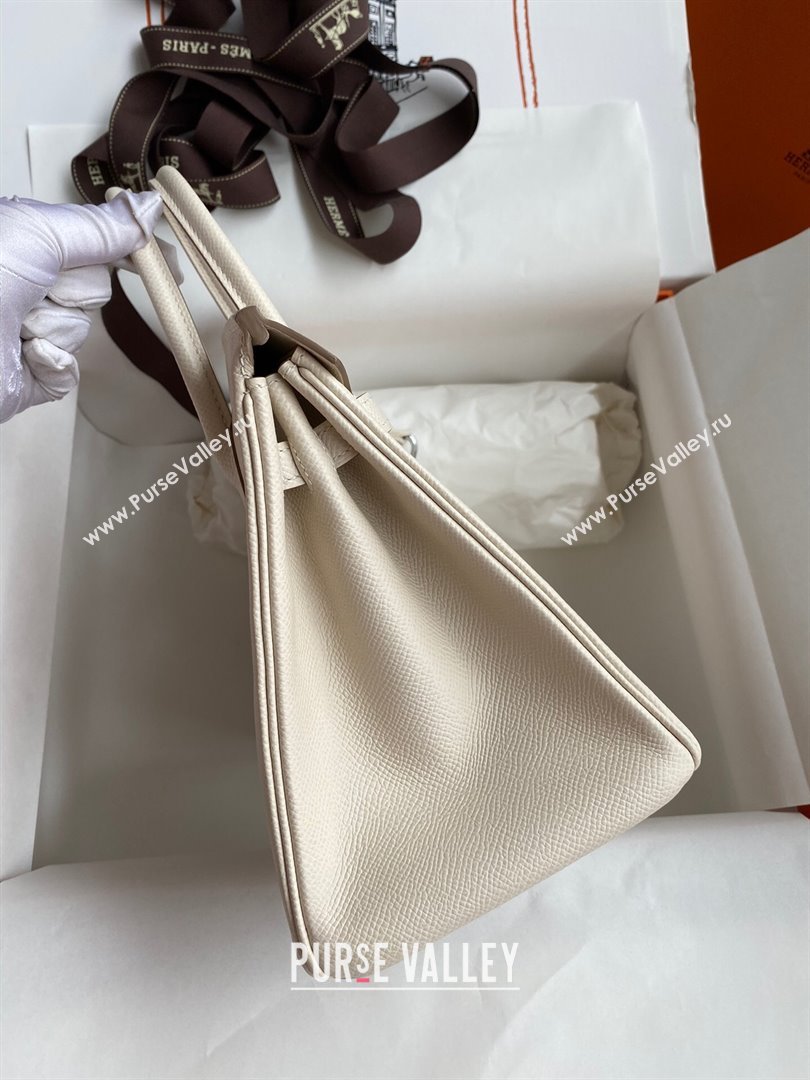 Hermes Birkin 25cm/30cm/35cm Bag in Original Epsom Leather Milkshake White/Silver 2024 (Full Handmade) (XYA-24070112)