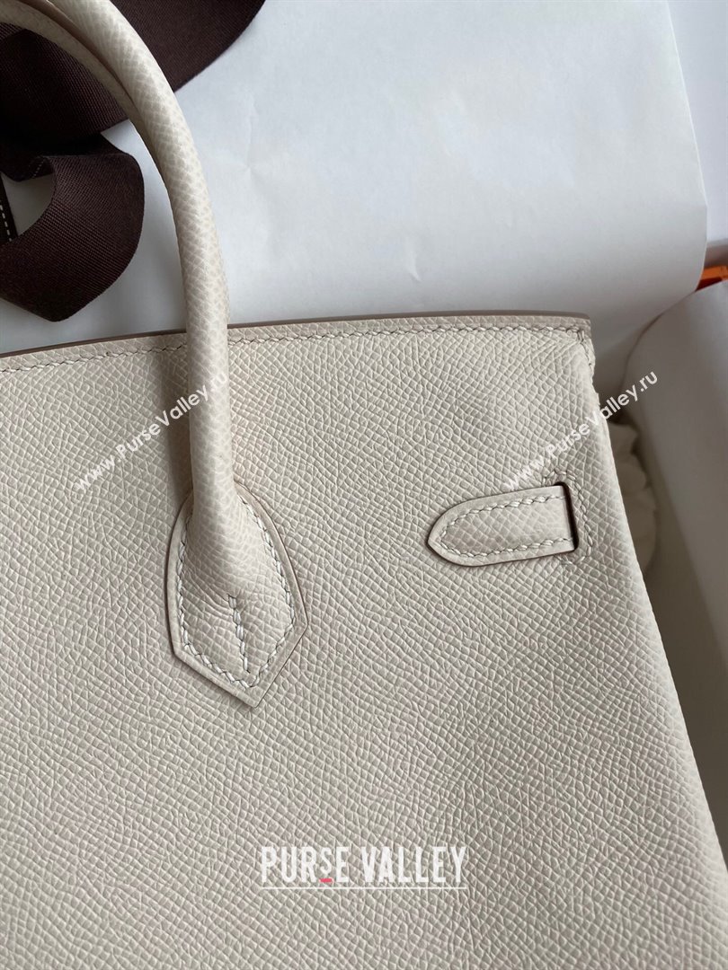 Hermes Birkin 25cm/30cm/35cm Bag in Original Epsom Leather Milkshake White/Silver 2024 (Full Handmade) (XYA-24070112)