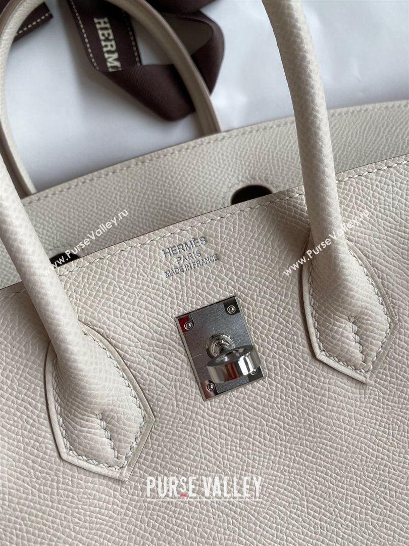 Hermes Birkin 25cm/30cm/35cm Bag in Original Epsom Leather Milkshake White/Silver 2024 (Full Handmade) (XYA-24070112)