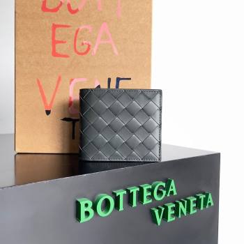 Bottega Veneta Intrecciato Leather Bi-Fold Wallet 63334 Dark Grey 02 2024 (MS-24012334)