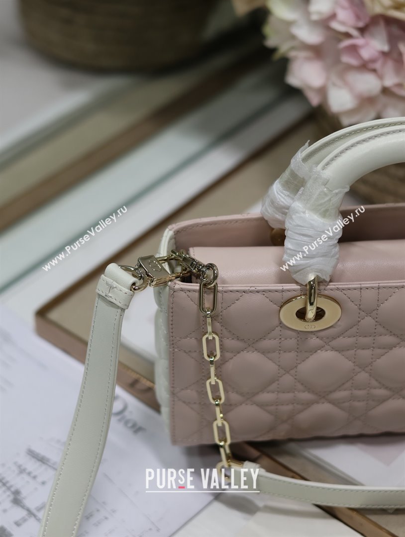 Dior Medium Lady D-Joy Bag in Two-Tone Cannage Lambskin 0540 White/Pink 2024 (XXG-24050923)