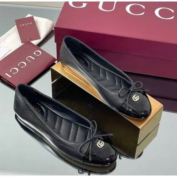 Gucci Leather Ballet Flats with Double G Black 2025 ‎835805 (MD-250828056)