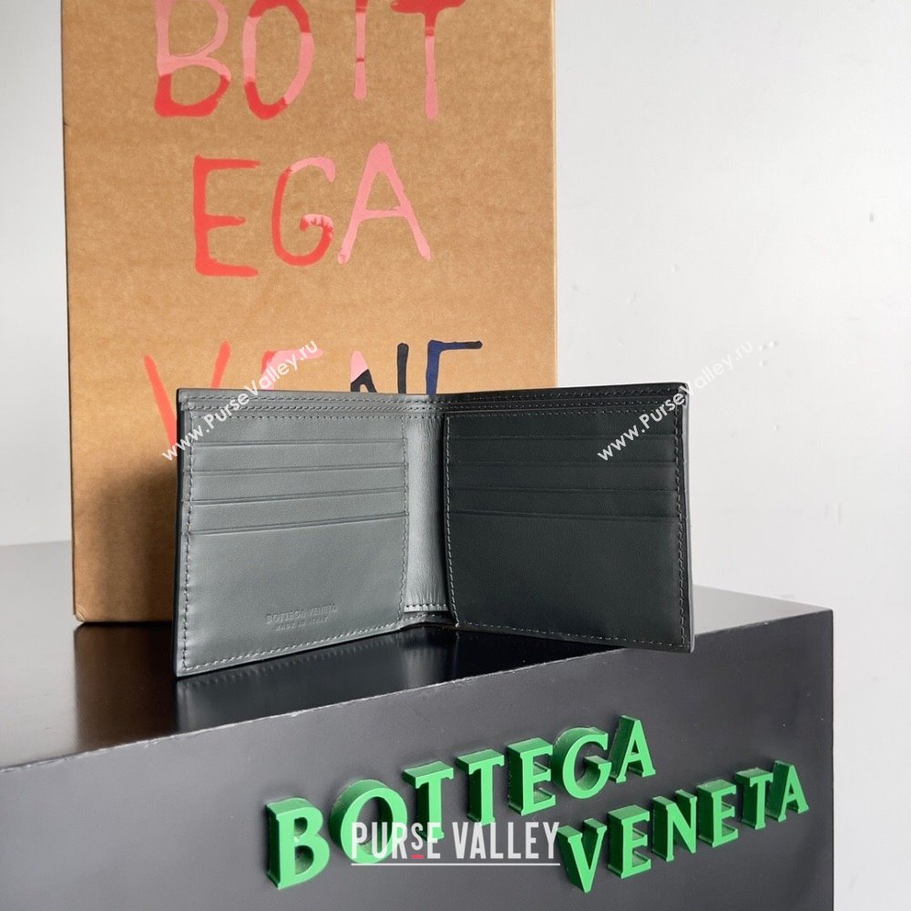 Bottega Veneta Intrecciato Leather Bi-Fold Wallet 63334 Dark Grey 02 2024 (MS-24012334)