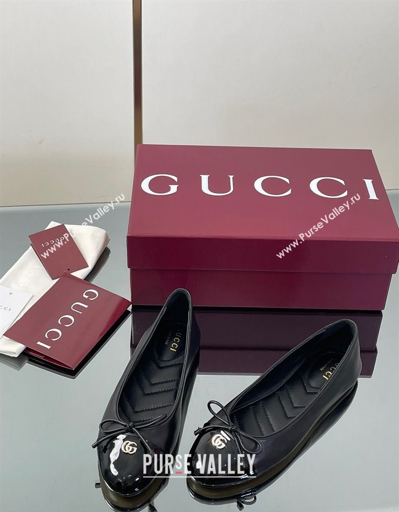 Gucci Leather Ballet Flats with Double G Black 2025 ‎835805 (MD-250828056)