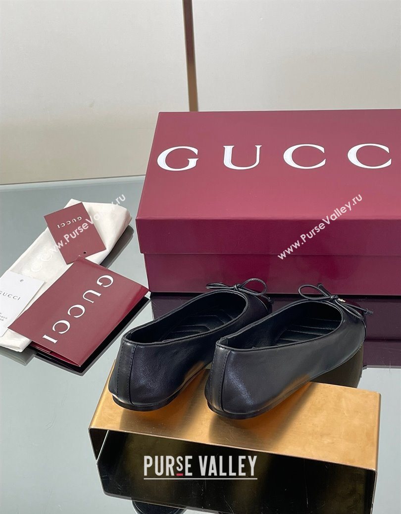 Gucci Leather Ballet Flats with Double G Black 2025 ‎835805 (MD-250828056)