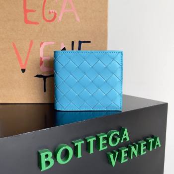 Bottega Veneta Intrecciato Leather Bi-Fold Wallet 63334 Bright Blue 2024 (MS-24012335)