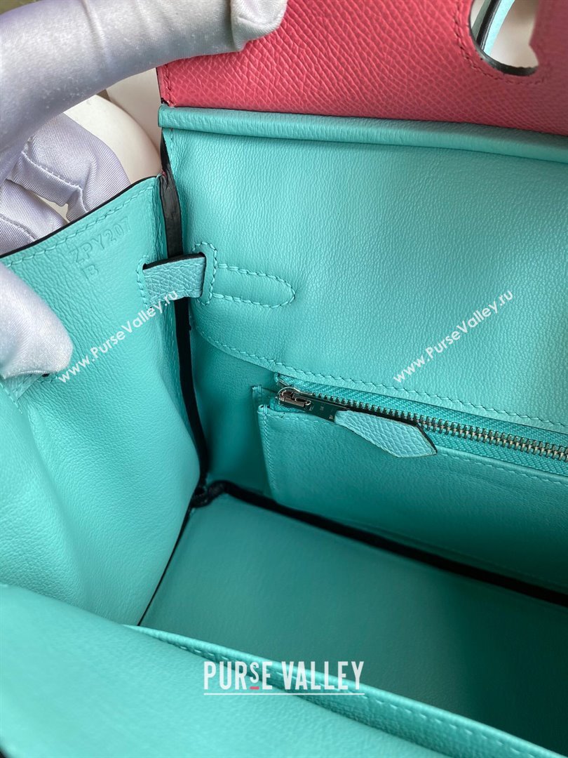 Hermes Birkin 25cm/30cm/35cm Bag in Original Epsom Leather Lipstick Pink/Blue/Silver 2024 (Full Handmade) (XYA-24070113)