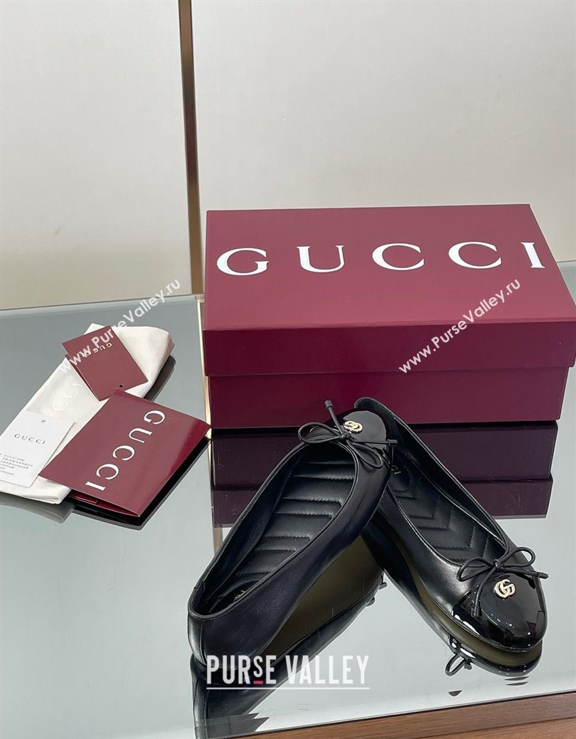 Gucci Leather Ballet Flats with Double G Black 2025 ‎835805 (MD-250828056)
