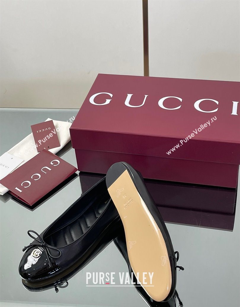 Gucci Leather Ballet Flats with Double G Black 2025 ‎835805 (MD-250828056)