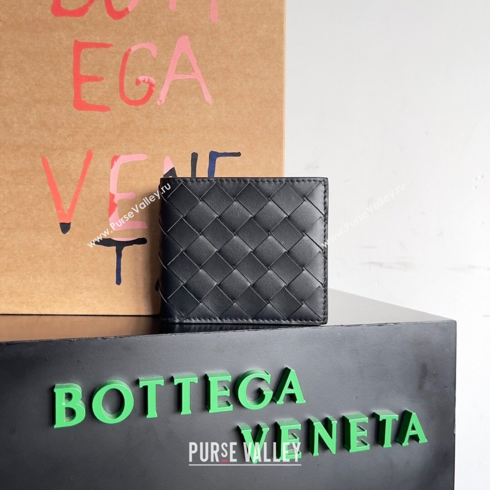 Bottega Veneta Intrecciato Leather Bi-Fold Wallet 63334 Black 2024 (MS-24012336)