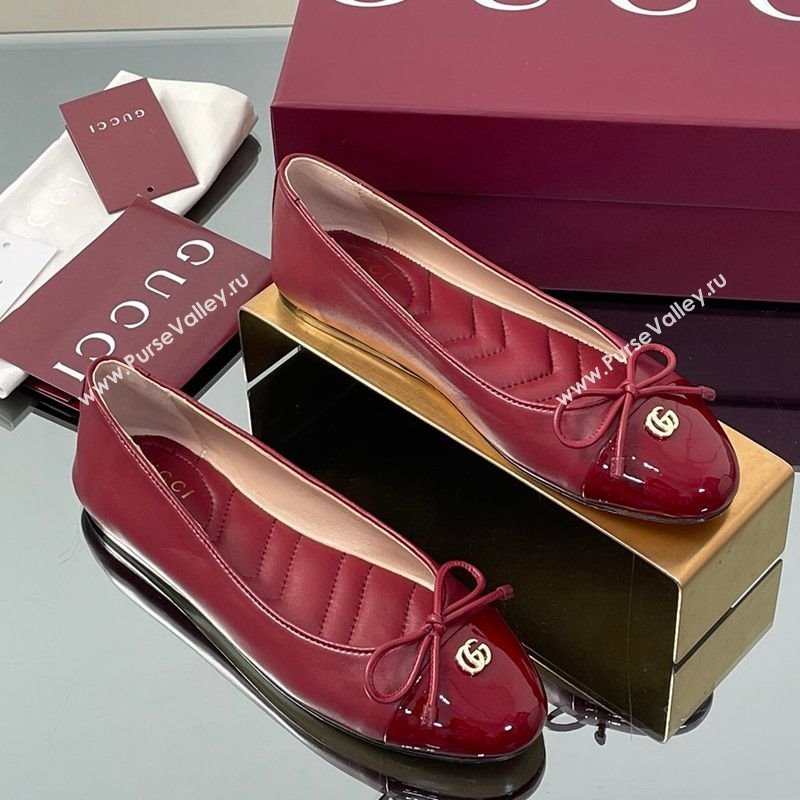Gucci Leather Ballet Flats with Double G Ancora Red 2025 ‎835805 (MD-250828057)