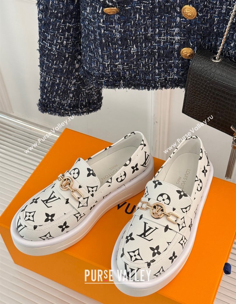 Louis Vuitton Platform Loafers in Monogram Canvas LV Chain White 2024 1224 (MD-241224078)