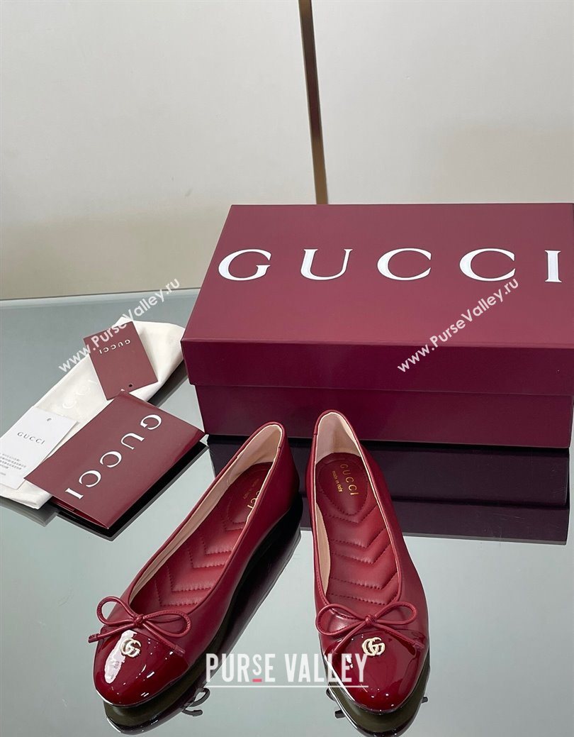 Gucci Leather Ballet Flats with Double G Ancora Red 2025 ‎835805 (MD-250828057)