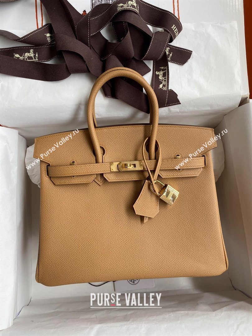 Hermes Birkin 25cm/30cm/35cm Bag in Original Epsom Leather Biscuit/Gold 2024 (Full Handmade) (XYA-24070115)