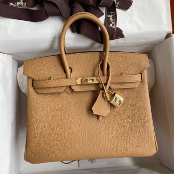 Hermes Birkin 25cm/30cm/35cm Bag in Original Epsom Leather Biscuit/Gold 2024 (Full Handmade) (XYA-24070115)