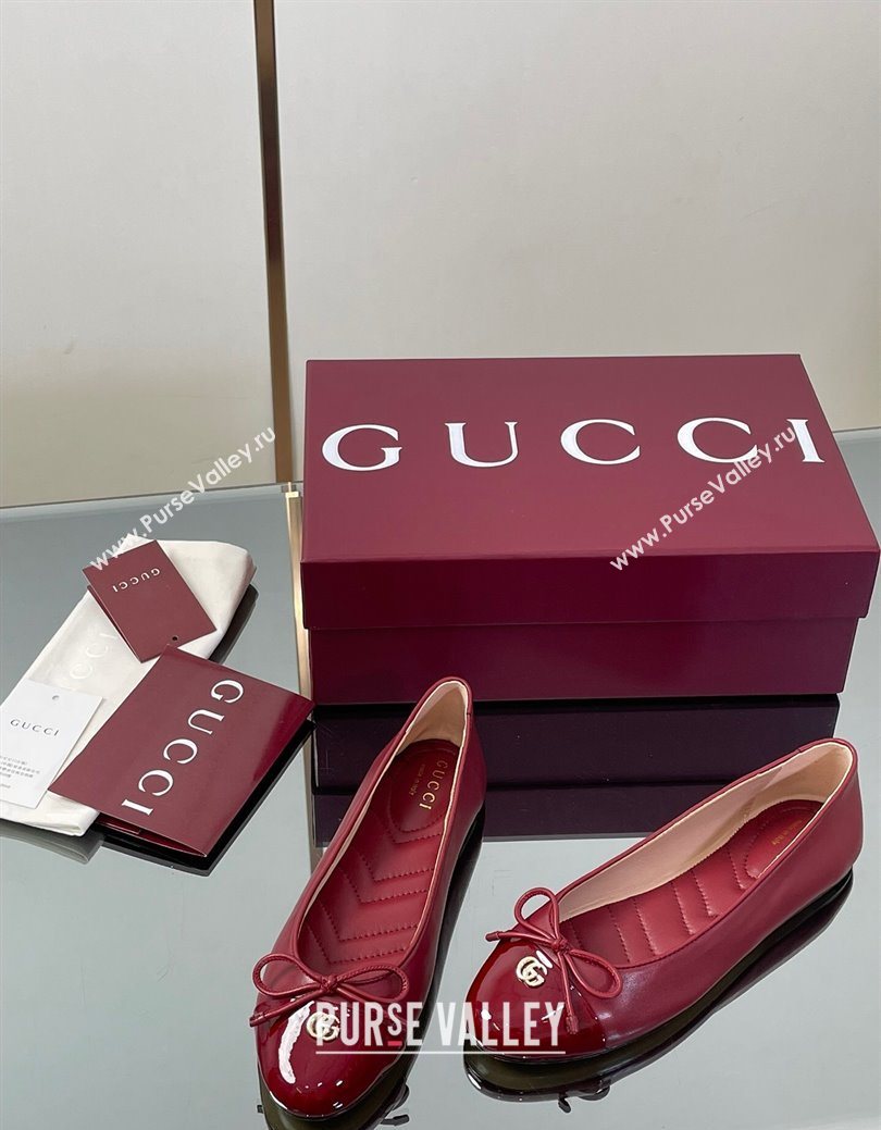 Gucci Leather Ballet Flats with Double G Ancora Red 2025 ‎835805 (MD-250828057)