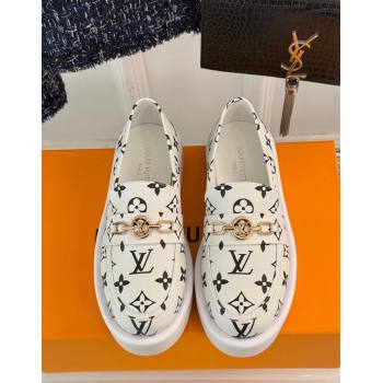 Louis Vuitton Platform Loafers in Monogram Canvas LV Chain White 2024 1224 (MD-241224078)