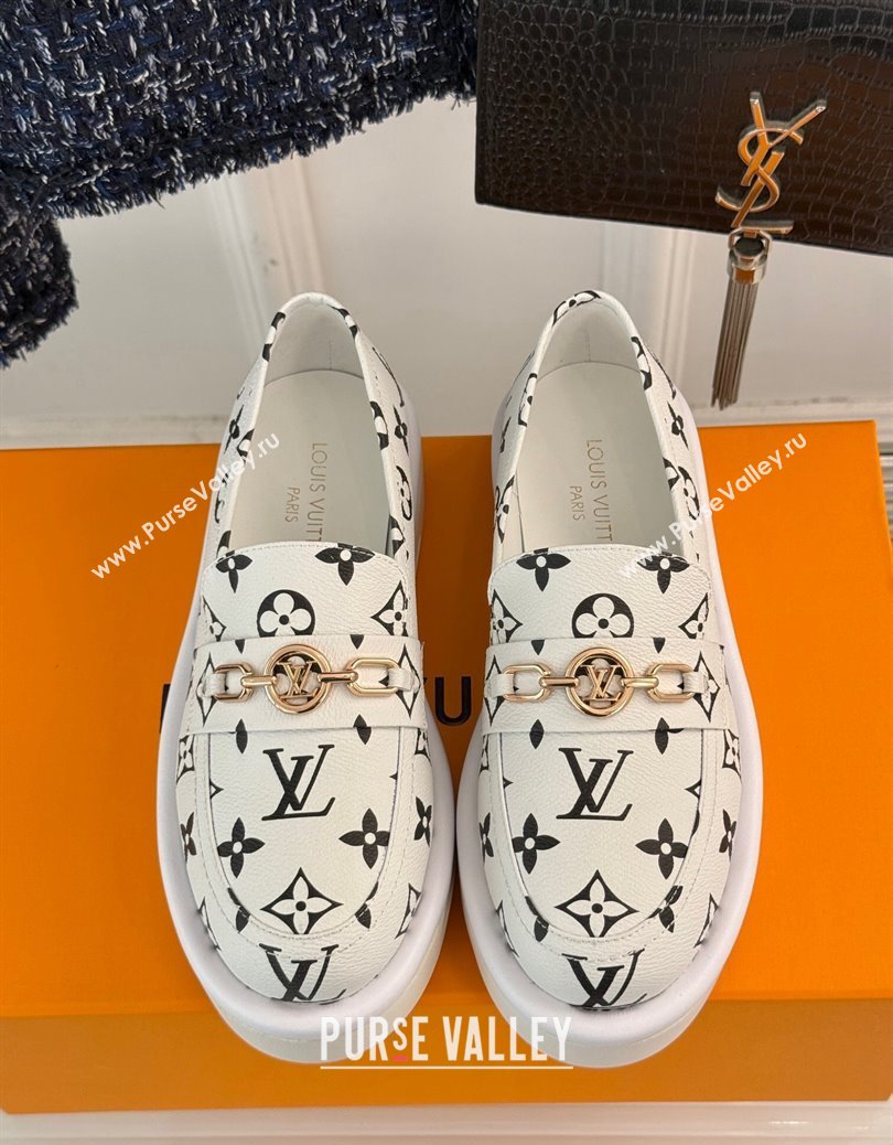 Louis Vuitton Platform Loafers in Monogram Canvas LV Chain White 2024 1224 (MD-241224078)