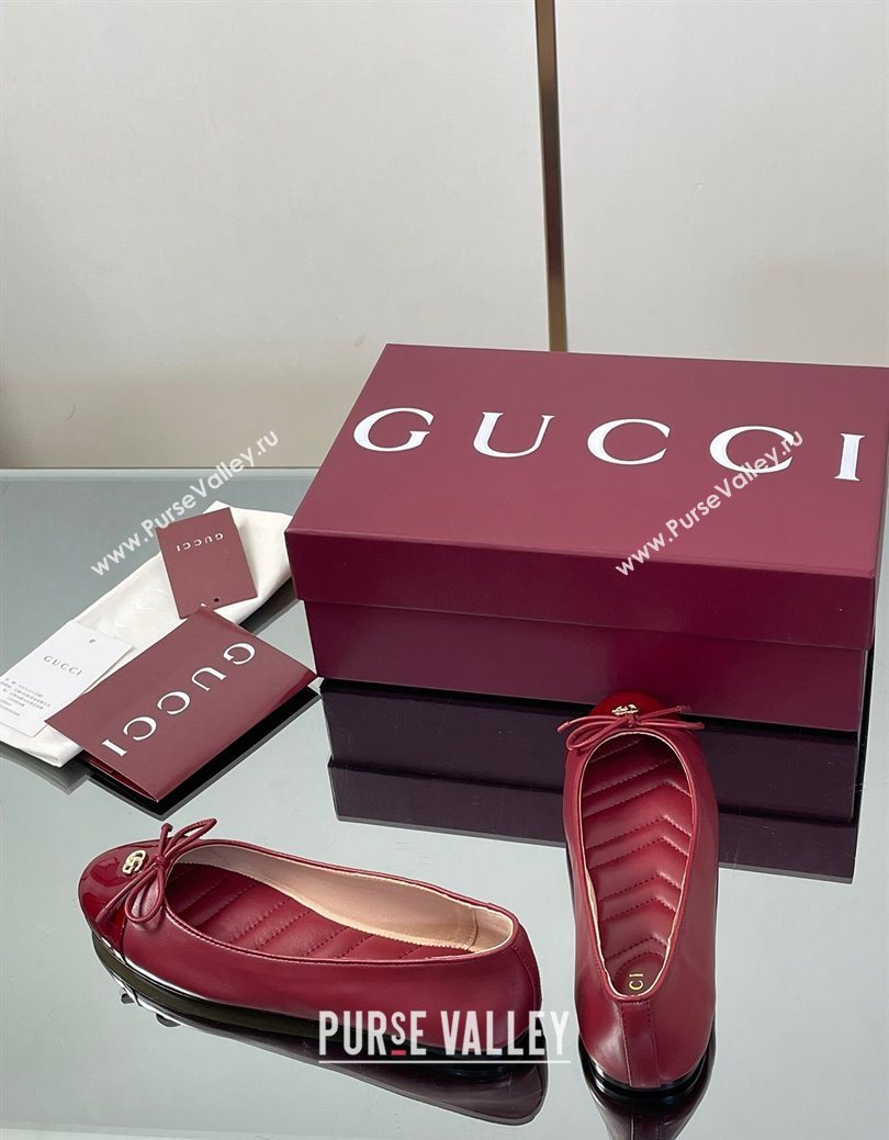 Gucci Leather Ballet Flats with Double G Ancora Red 2025 ‎835805 (MD-250828057)