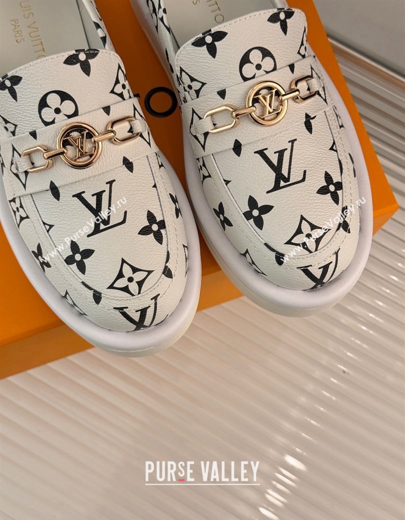 Louis Vuitton Platform Loafers in Monogram Canvas LV Chain White 2024 1224 (MD-241224078)