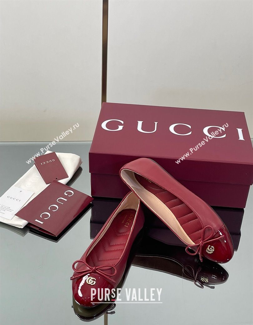 Gucci Leather Ballet Flats with Double G Ancora Red 2025 ‎835805 (MD-250828057)