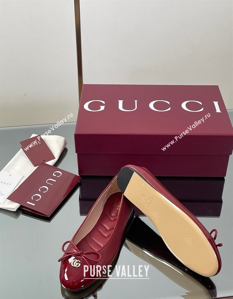 Gucci Leather Ballet Flats with Double G Ancora Red 2025 ‎835805 (MD-250828057)