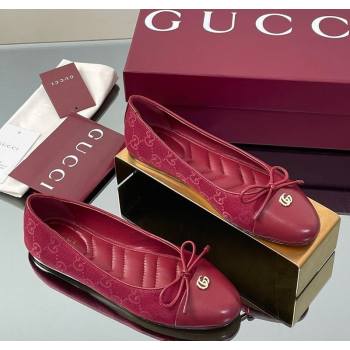 Gucci GG Canvas Ballet Flats with Double G Ancora Red 2025 ‎835805 (MD-250828058)
