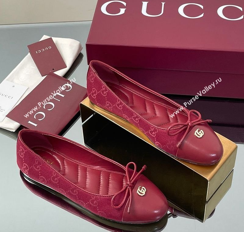 Gucci GG Canvas Ballet Flats with Double G Ancora Red 2025 ‎835805 (MD-250828058)