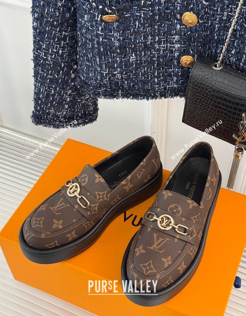 Louis Vuitton Platform Loafers in Monogram Canvas LV Chain Brown 2024 1224 (MD-241224079)