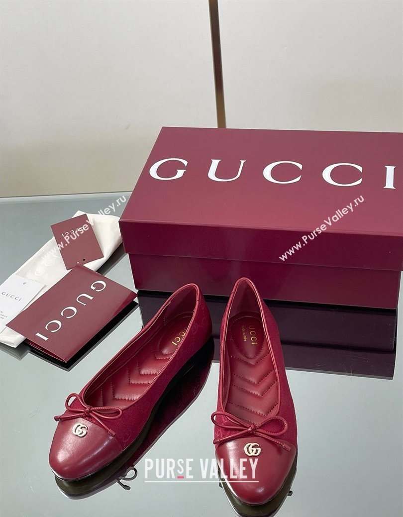 Gucci GG Canvas Ballet Flats with Double G Ancora Red 2025 ‎835805 (MD-250828058)