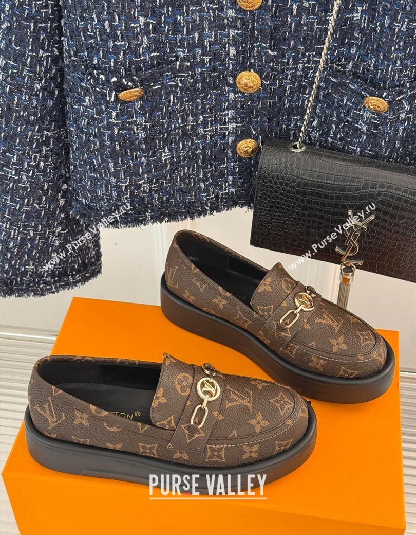 Louis Vuitton Platform Loafers in Monogram Canvas LV Chain Brown 2024 1224 (MD-241224079)