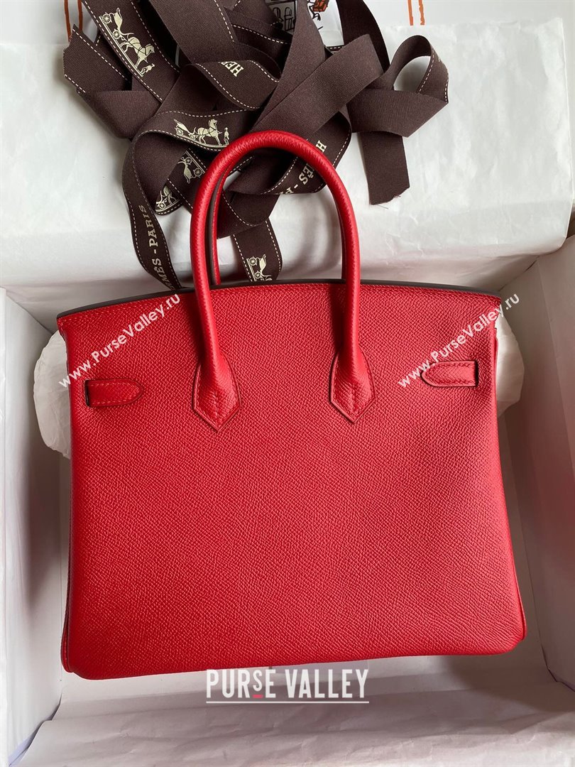 Hermes Birkin 25cm/30cm/35cm Bag in Original Epsom Leather Flag Red/Gold 2024 (Full Handmade) (XYA-24070116)